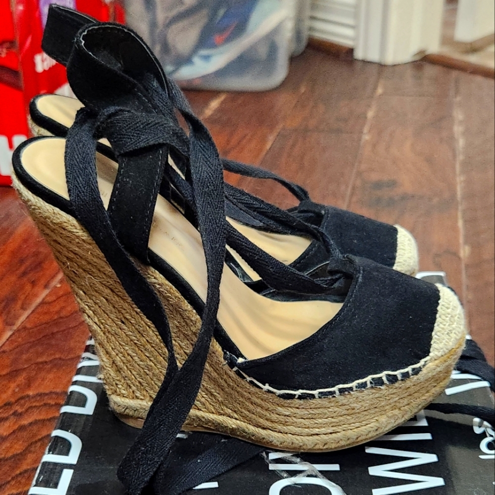 Black espadrille wedges
